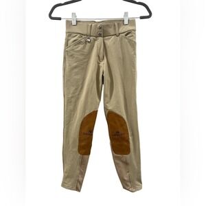 ROMFH Kids Equestrian Riding Breeches Knee Patch Tan Horseback Pants
